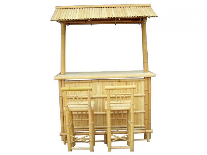 Tiki Bar Patio Bar al aire libre, Set de bambú, Islander Tiki Bar con Palapa y espacio de almacenamiento para jardín Patio Luau Bazar de Fiestas 0