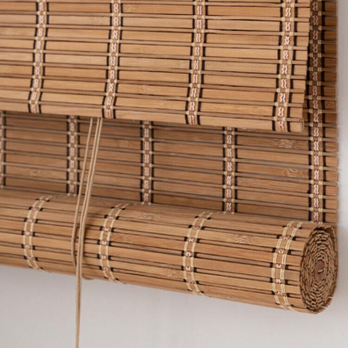 Naturaleza Estilo tradicional Blinds romanos de madera impermeables de bambú sombreados de la puerta patrón horizontal Construido en tejido plano Casa 1