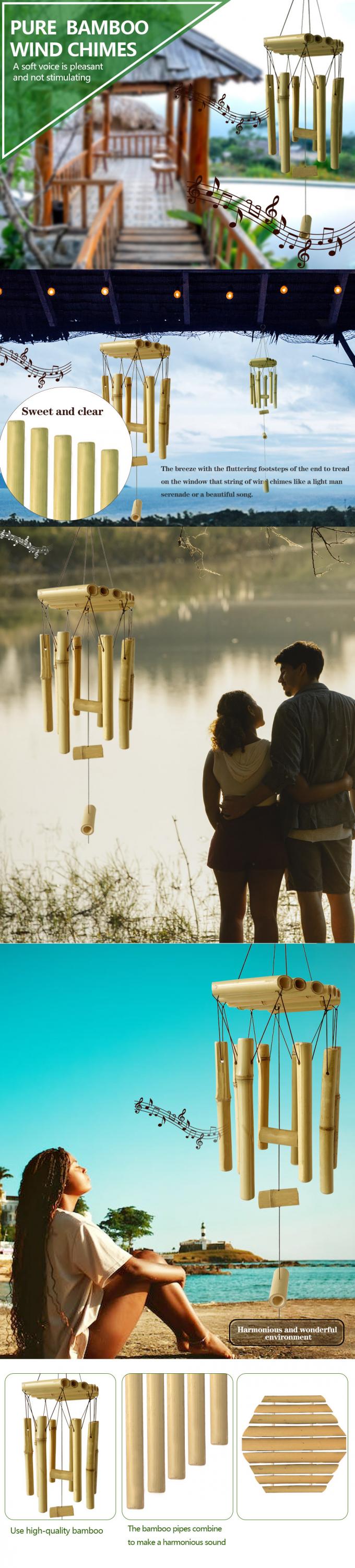 Campanales de viento de bambú con tonos increíblemente profundos para jardín de jardín 1