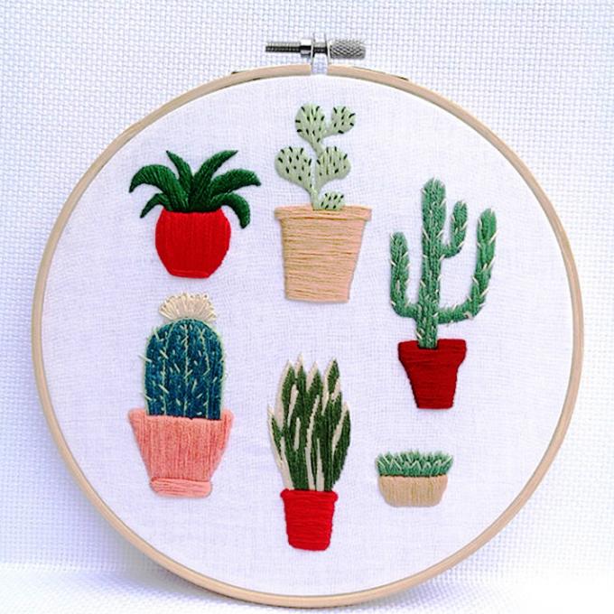 Confección al por mayor de aros bordados de bambú 7