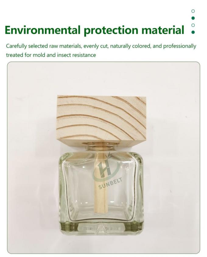 Botella de difusor de aceite esencial de caña vacía de cilindro/cuadrado con palo de bola de madera 1