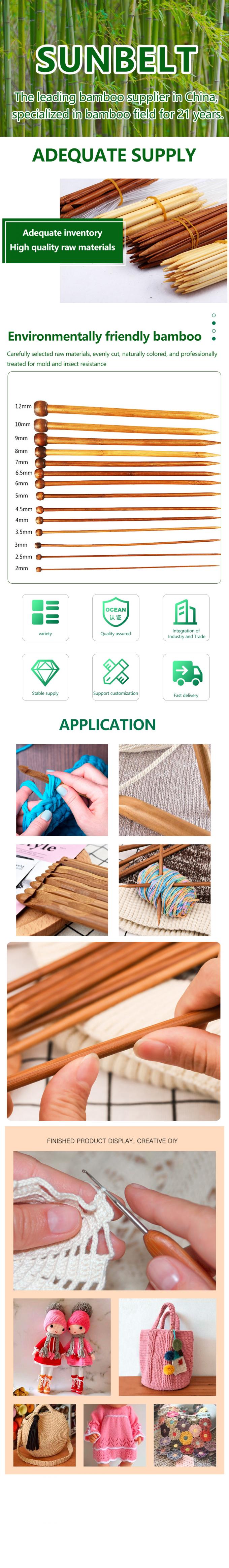 Ganchos de bambú de gancho ecológicos duraderos y cómodos para tejer a mano 0