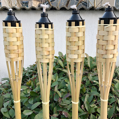 Antorcha de bambú el flamear de la decoración del jardín del partido de Luau con el bote del aceite del metal