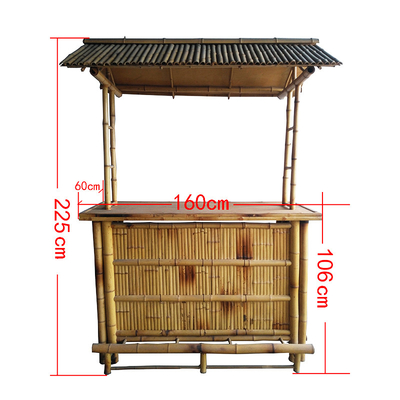 Bambú Tiki Bar With Roof de la altura de 220 cm taburetes de bar de bambú de 4 pedazos