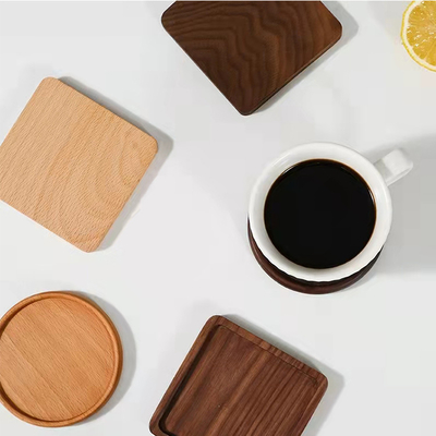 Prácticos de costa de consumición en blanco de la taza de café de los prácticos de costa los 9cm cuadrados de madera de bambú de la bebida