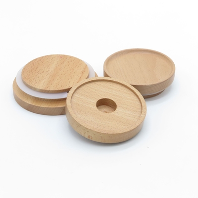 La vela del tarro de Ring Bamboo Jar Lid Storage del silicio sacude las tapas herméticas de bambú