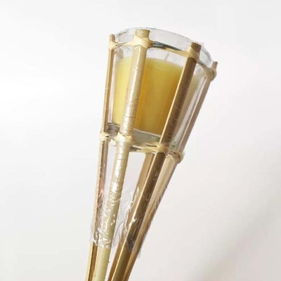 Antorcha de bambú natural del partido al aire libre con el bote recargable del aceite del metal del reemplazo