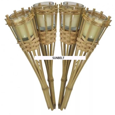 antorchas de bambú del partido de Tiki Torch Hand Woven Bamboo del jardín del 115cm