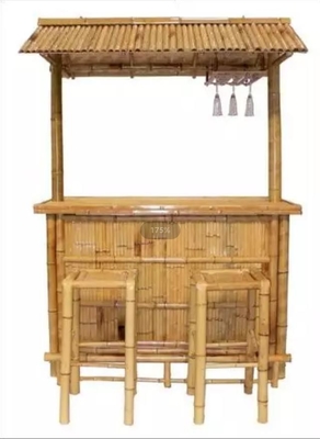 Partido Tiki Bar tropical de bambú de la cabaña los 220x160cm con los taburetes inferiores del estante del gabinete