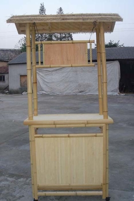 Partido Tiki Bar tropical de bambú de la cabaña los 220x160cm con los taburetes inferiores del estante del gabinete