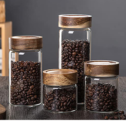 Tapas de enlatado reutilizables de bambú de madera para el café de las hierbas del té del almacenamiento del cereal de la comida