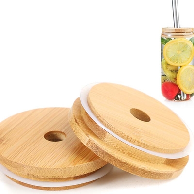 Tapa de bambú Leafproof del tarro del círculo del silicio para las tapas de cristal de la cocina del tarro de la comida del tarro del almacenamiento