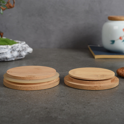 La vela del tarro de Ring Bamboo Jar Lid Storage del silicio sacude las tapas herméticas de bambú