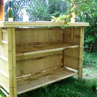 Partido Tiki Bar tropical de bambú de la cabaña los 220x160cm con los taburetes inferiores del estante del gabinete