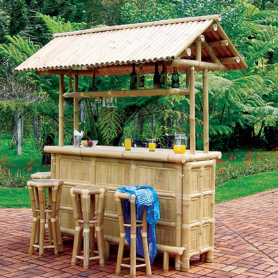 Taburete de bambú 4 de bambú de Tiki Bar 2 de la prenda impermeable del entretenimiento de la playa con la ayuda trasera