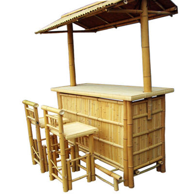 Taburete de bambú 4 de bambú de Tiki Bar 2 de la prenda impermeable del entretenimiento de la playa con la ayuda trasera