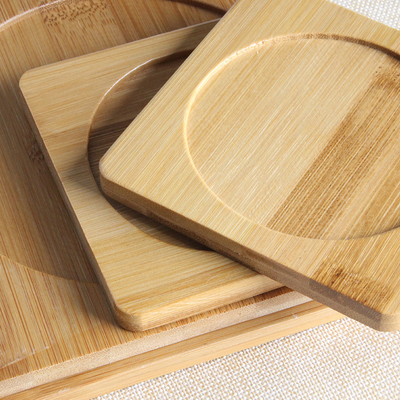 Prácticos de costa de bambú en blanco de encargo para la estera de madera de bambú del platillo del cuadrado de la bebida