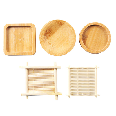 Bajuas de bambú para artesanía, Bajuas redondas cuadradas para artesanía recubiertas Bajuas de copa de bebida con tamaño adecuado