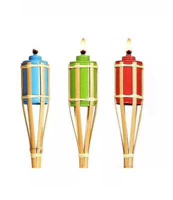 Bamboo natural Tiki antorcha juguete de jardín colorido antorcha de bambú para niños y fiestas al aire libre