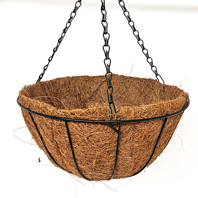 Planteadores colgantes de coco para exteriores Cestas de alambre metálico con cubos colgantes para plantas de interior