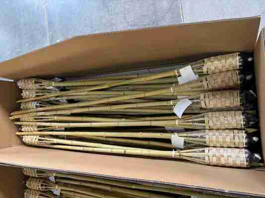 Antorcha de bambú natural con mecha de fibra de vidrio reemplazable - para fiestas en el jardín, bodas, iluminación de senderos