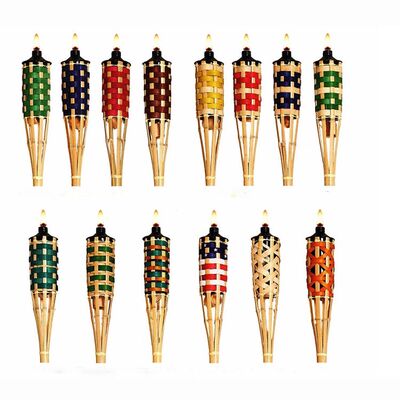 Antorcha de bambú natural para acampar al aire libre, decoración de fiestas en el jardín, antorcha de fuego ecológica hecha a mano, resistente al agua