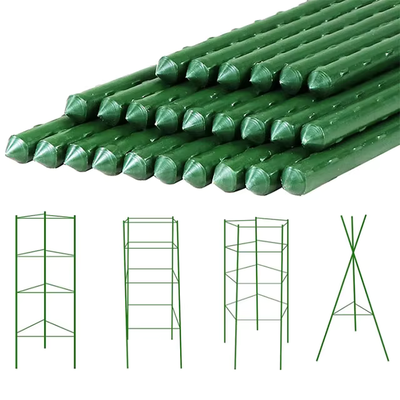 Estacas de metal recubiertas de plástico, estacas verdes para jardín, para soporte de plantas, escalada de plantas, cercado de paisajes