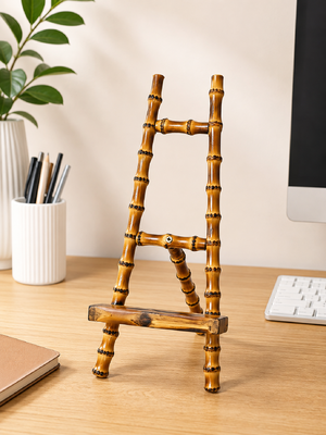 Stand de escritorio de bambú natural con función 3-en-1 para visualización de teléfonos, tabletas y libros sin manos