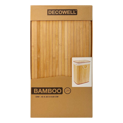 Cesto de lavandería de bambú natural con forro de algodón | Cesta de ropa plegable para almacenamiento en dormitorio y baño